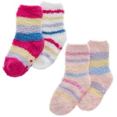 Image of Undercover 4 Pairs Baby Girls Cosy Socks 44B1009 Mixed Pink Stripes (1 x Each) 0 2.5