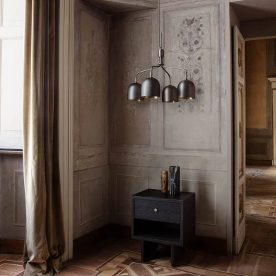 Image of GUBI Howard 4 bulb chandelier Ø 66 cm gunmetal