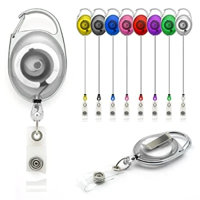 Image of White Clear YoYo Retractable Reel Holder by Lanyards Tomorrow Extendable Ski ID Identification Pass Badge Card Holders Security Access Control Carabiner with Metal Back Belt Clip Yo 1pc