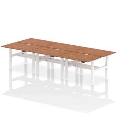 Image of Air B2B 1200x800 Adjustable 6P Bench Desk Scalloped Walnut/White