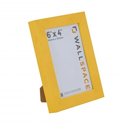 Image of Wall Space 6x4 Yellow Frame Modern Photo 6 x 4 inches Wooden 4x6 Frames made from SOLID WOOD with REAL GLASS