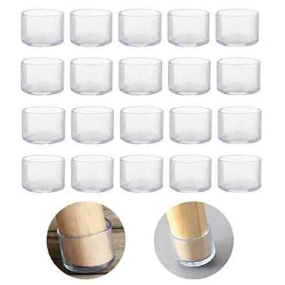 Image of 20Pcs Round 22mm Silicone Chair Leg Floor Protectors, Caps, Furniture Foot Free Moving Table Covers, Stool caps to Prevent Hardwood Scratches and Reduce Noise