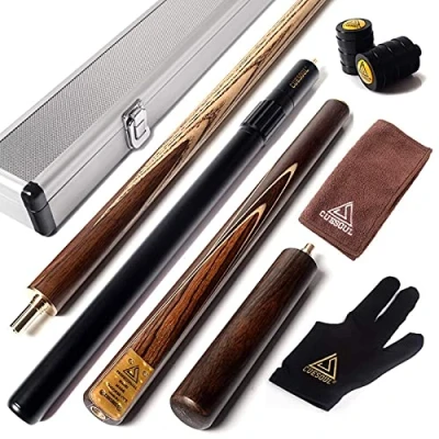 Image of CUESOUL 57 Handcraft 3/4 Jointed Snooker Cue with Mini Butt End Extension Packed in Aluminium Case (D306)
