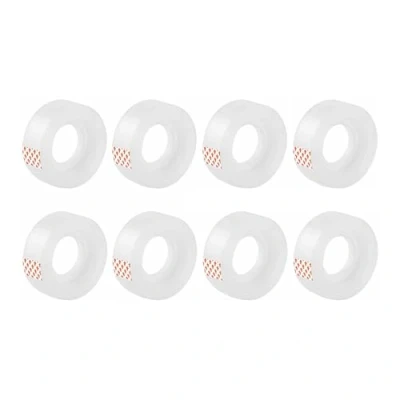 Image of D.RECT Adhesive Tape Transparent Pack of 8 Rolls Office 18mm x 20m Strong Adhesion Sticky for School Home and