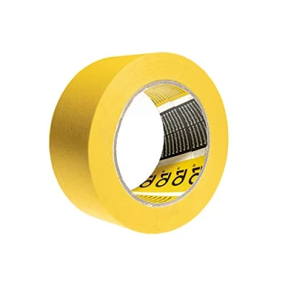 Image of 48mm x 50 Metre Q1 Painters Yellow masking Tape Roll Painting &amp; Decorating Premium for Car Body Spray Sharp Lines No Paint Bleed with a rubber base adhesive 110C Temperature Resistance