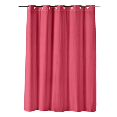 Image of Douceur d&#039;Intérieur, 180 x 200 cm Raspberry Microfibre Embossed Plain Dotty Shower Curtain with Eyelet