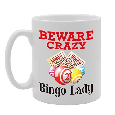 Image of Coralgraph Inc MG4405 Beware Crazy Bingo Lady Novelty Gift Printed Tea Coffee Ceramic Mug