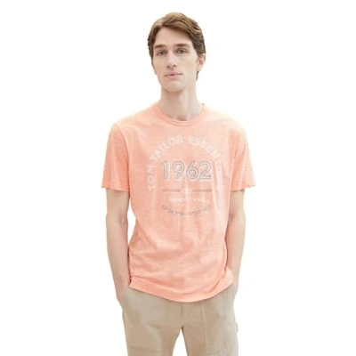 Image of TOM TAILOR Men&#039;s 1040819 T Shirt, 35205 Melon Orange Finestripe, L