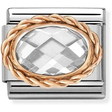 Image of Nomination Framed White Crystal Oval Charm