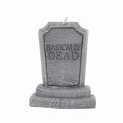 Image of Gift Republic Basically Dead Tombstone Candle, Grey, one Size
