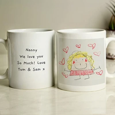 Image of Custom Personalised Photo Upload Mug, Cup. Great for Secret Santa, Stocking Filler, Childs Drawing, Memories, Teacher, Grandparents