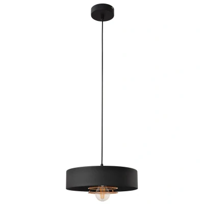 Image of Babilon Cylindrical Pendant Ceiling Light Black, Rose Gold 30cm