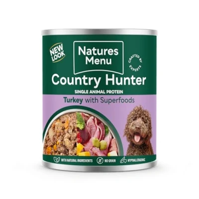 Image of Natures Menu Country Hunter Dog Farm Reared Turkey with Superfoods Tins 6x600g
