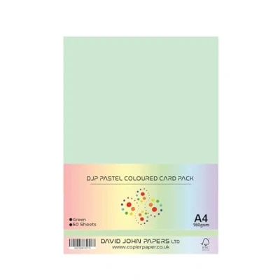 Image of DJP A4 160gsm Pastel Green Coloured Craft Card (50 Sheets)