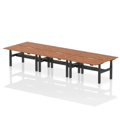 Image of Air B2B 1600x800 Adjustable 6P Bench Desk Scalloped Walnut/Black
