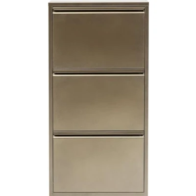 Image of Kare Design Shoe Container Caruso, Bronze, steel, three tipping compartments, space for 6 pairs of shoes, cabinet, storage, organizer hallway, 103x50x14 cm (H/W/D)