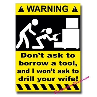 Image of 2 x Glossy Vinyl Stickers Funny Joke Warning Sticker Tools Mechanic #0018 (As shown.)