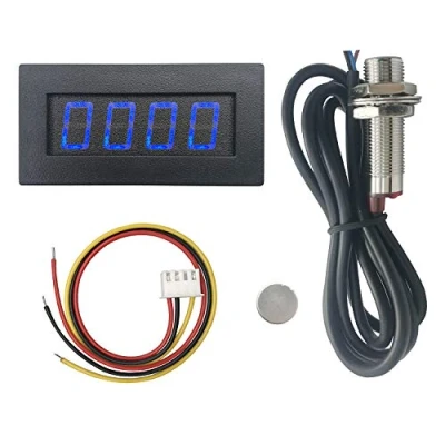 Image of DIGITEN 4 Digital LED Tachometer RPM Speed Meter+Hall Proximity Switch Sensor NPN Blue