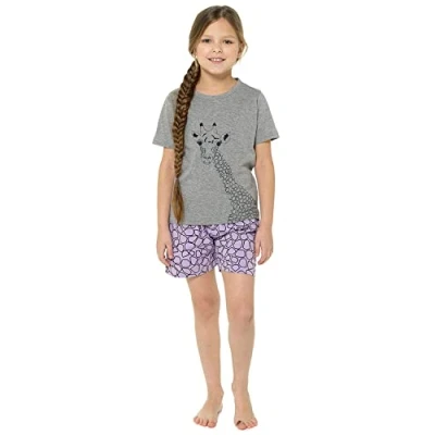 Image of undercover lingerie Girls Giraffe Short Pyjamas LN017 Grey/Lilac 13 Years