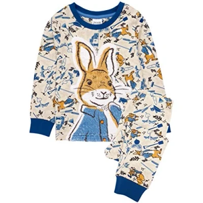 Image of Peter Rabbit Pyjamas Baby Kids Soft Costume T Shirt &amp; Trousers Pjs Set Clothing Merchandise 2 3 Years Blue