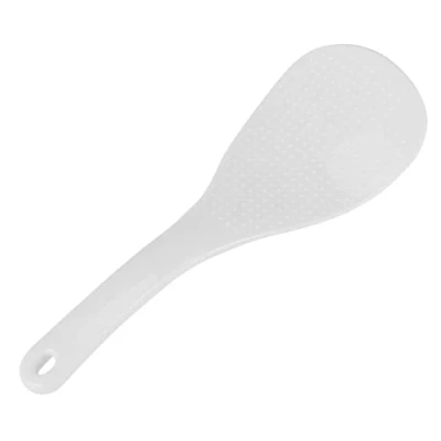 Image of Nicfaky Kitchen Dotted White Plastic Flat Rice Scoop Paddle Meal Spoon
