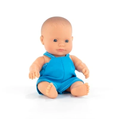 Image of Miniland Baby Doll Caucasian Boy 21cm. Made in Spain with vanilla scent. Anatomically correct. My friends &amp; Me collection