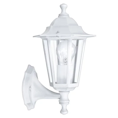 Image of Eglo Laterna 5 Outdoor Wall Lamp, White Cast Aluminium and Glass Exterior Lantern Light, E27 Socket, IP44