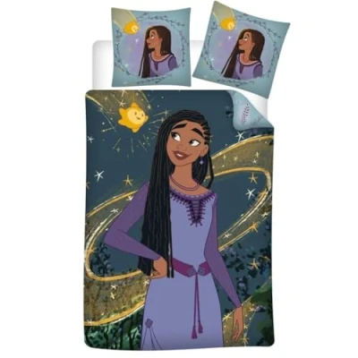 Image of Disney Wish Single Bedding Set, Reversible Duvet Cover 140 x 200 cm + Pillowcase 65 cm, Polycotton
