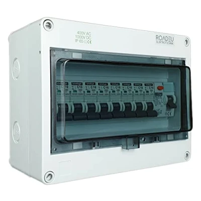 Image of 8 Way UK Consumer Unit 40 Amp RCD and 8x MCB Circuit Breakers 10A 16A Type C Outdoor Weatherproof IP65 Shed Garage
