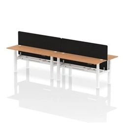 Image of Air B2B 1800x600mm Adjustable 4P Bench Desk CP Oak/White + Screen