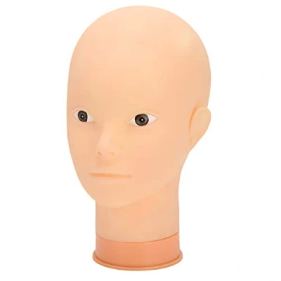 Image of Manikin Model Doll Head, Easy To Use Makeup Training Head Mannequin Bald for Hat Displaying Glasses Wig Displaying(No makeup)
