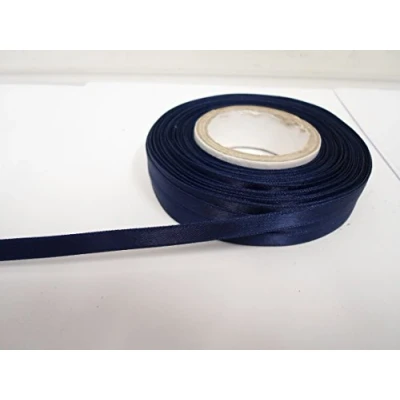 Image of 1 roll of 7mm Satin Ribbon x 25 metres Navy Dark Blue Double Sided 7 mm