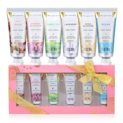 Image of Hand Cream Set Spa Luxetique Gift 6x30ml Shea Butter Moisturiser, Mini for Very Dry Hands with Vitamin E, Natural Aloe, Sets Women,Christmas gifts