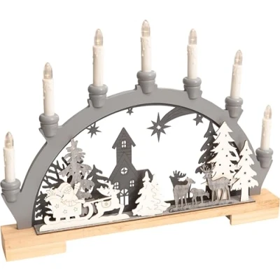 Image of St Helens Home &amp; Garden Christmas Wooden Festive Candle Bridge Decoration