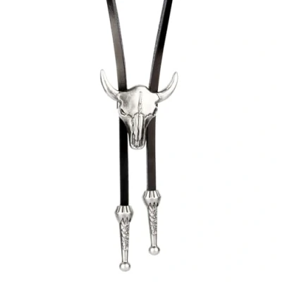 Image of Diogeynu Braided Shoestring Bolo Tie With Metal Engraved Charm Cowboy Necktie Necklace Country
