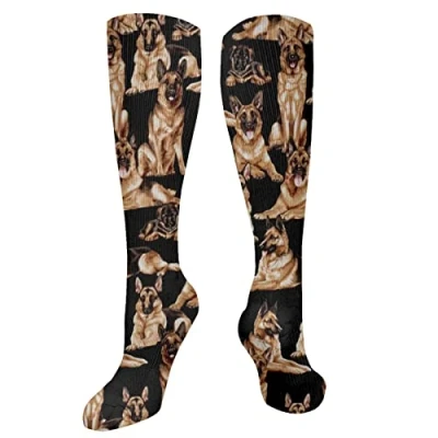 Image of 351 Thick Socks Dog Show Shepherd Germans Black Ladies Striking Winter Multi Coloured Boot 50Cm For Halloween, Hiking, Great Gift