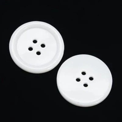 Image of 25 White 18mm Round Ridge Resin 4 Hole Sewing Crafts Scrapbooking Cardmaking Bling Buttons (White, 18mm)