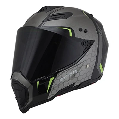 Image of Woljay Dual Sport Off Road Motorcycle helmet Dirt Bike ATV D.O.T certified (Black+Silver, L)