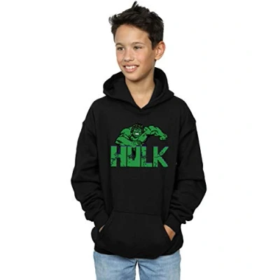 Image of Marvel Boys Hulk Pixelated Hoodie Black 5 6 Years