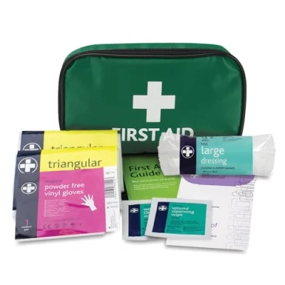 Image of RELIANCE MEDICAL HSE 1 Person First Aid Kit in Small Green Pouch For Home Car Holiday And Workplace Essentials Everyday Situations