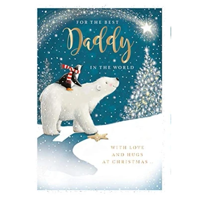 Image of Daddy Christmas Card from Ling Design Magical Christmas, Polar Bear &amp; Penguin Foil Finish