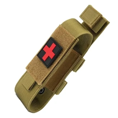 Image of YAISUHCHNYE Tactical Molle Tourniquet Holder Portable Pouch First Aid for Hiking Camping Running Outdoor Sports Khaki
