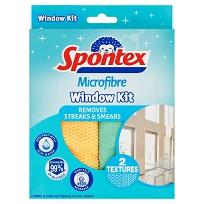 Image of Spontex Microfibre Window Kit, 2 Wipes
