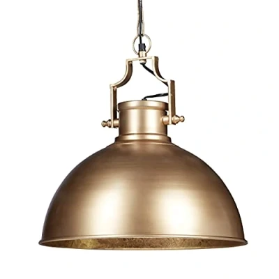 Image of Relaxdays Industrial Design Pendant Light in Shabby Look, Decor for Dining Room, LED, Hanging Lamp, D=40.5 cm, Gold, Metal, 40 W