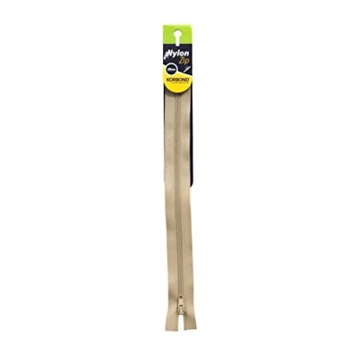 Image of Korbond 25cm Khaki Nylon Closed Ended Zip 10inches Ideal for Sewing, Tailoring, Crafting Cushions or Garments