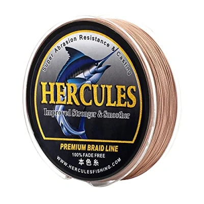 Image of HERCULES Braided Fishing Line, Not Fade, 109 Yards PE Lines, 8 Strands Multifilament Fish 10lb Test for Saltwater and Freshwater, Abrasion Resistant, Brown, 10lb, 100m