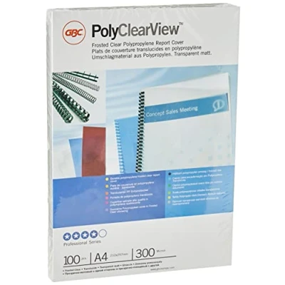 Image of GBC IB386848 PolyClearView Binding Covers, 300 micron, A4, Frost, Pack of 100