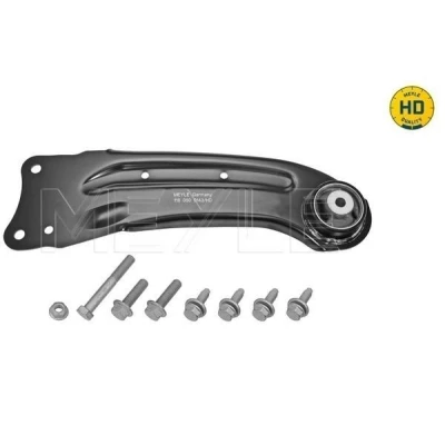 Image of MCA1027HD Suspension Arm MEYLE 116 050 0143/HD Quality with fastening material, rubber mount Rear Axle Left Trailing Sheet Steel
