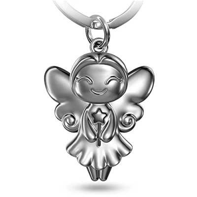 Image of FABACH Wunschfee Keyring Fairy Good Wishes Guardian Angel Lucky Charm Pendant Success Gift Luck, silver