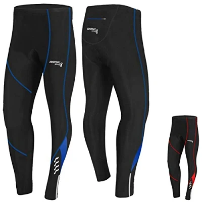 Image of Brisk Bike Men Padded Cycling Trousers with Cool Gel Padding Inside Breathable and Lightweight Tights Pants (UK, Alpha, S, Regular, Black/Blue)